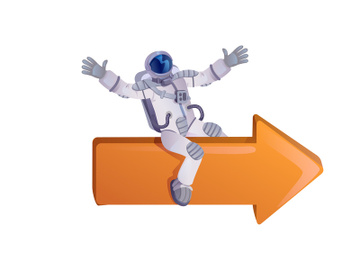 Astronaut sitting on arrow flat cartoon vector illustration preview picture