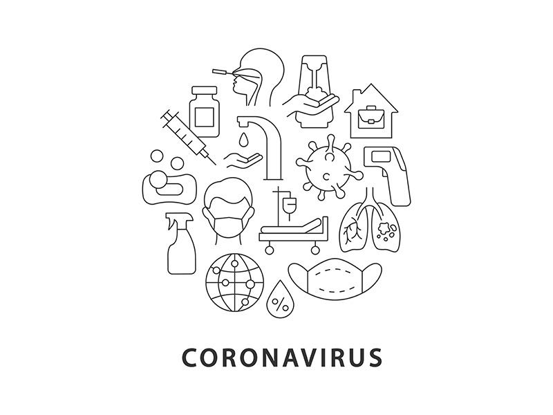 Coronavirus abstract linear concept layout with headline