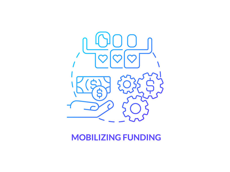 Mobilizing funding blue gradient concept icon