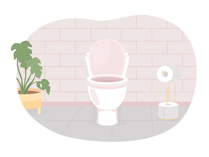 Bathrooms and water closets flat color vector illustrations set