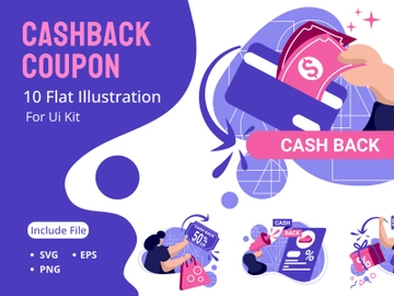 cashback coupon icon flat Illustration for 50% off get vouchers discounts preview picture