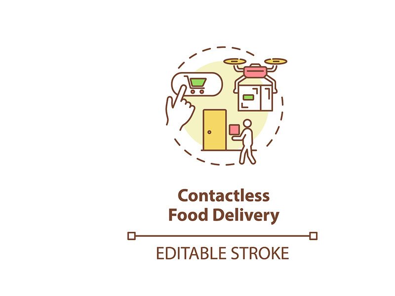 Contactless food delivery concept icon
