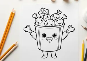 Cute popcorn bucket mascot happy vector illustration