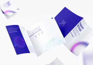 FREE Square Bi Fold Brochure Mockup, Floating 3K