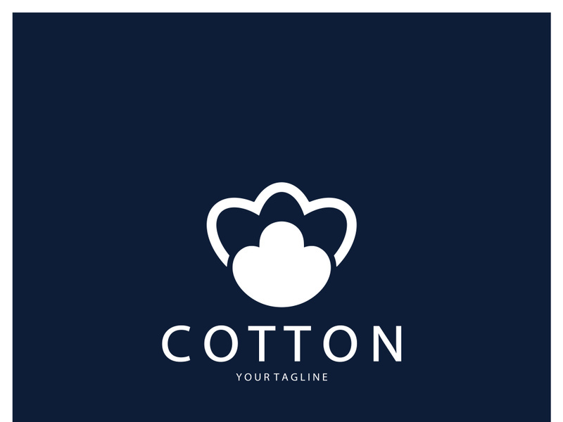 Soft natural organic cotton flower plant logo for cotton plantations, industries,business,textile,clothing and beauty,vector