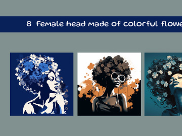 Female head made of colorful flowers preview picture