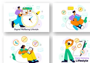 10 Digital Wellbeing Lifestyle Illustration