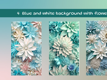 Blue and white background with flowers preview picture