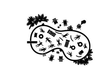 Silhouette of a theme park with various rides and attractions silhouette preview picture