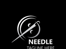 Needle and thread Sewing logo outline combination Line flat design template Simple icons. Concept tailor illustration