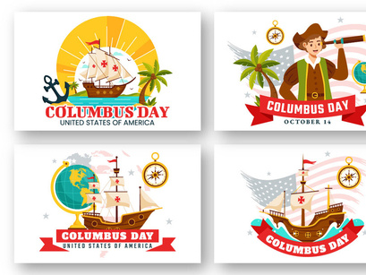 13 Happy Columbus USA Day Illustration