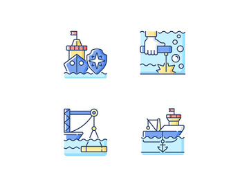 Maritime industry RGB color icons set preview picture