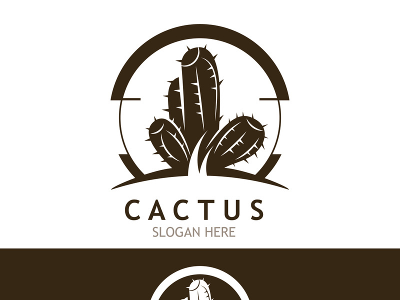 Vintage Cactus tree plant Logo nature design, desert plant vector illustration