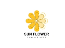 Sunflower Logo Design, Ornamental Plant Garden Plant Icon Vector, Company Product Brand