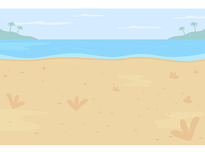 Tropical beach flat color vector illustration