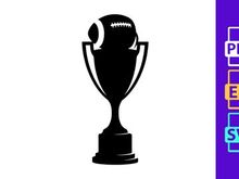American football trophy award with ball silhouette
