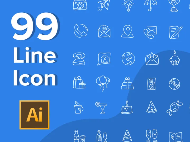 99 Line Drawing Icon Set VS2