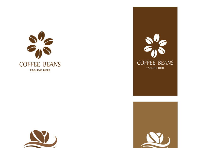 Coffee bean logo for cafe, business, label.