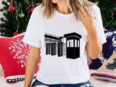 Security booth and gatehouse with metal fence and access control