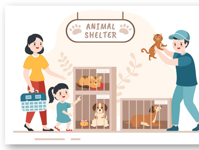 15 Animal Shelter Cartoon Illustration