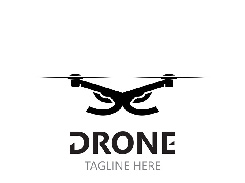 Drone aerial with camera vector template icon. logo photography drone vector. quadcopter flat style illustration