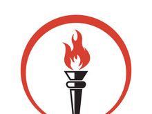 Burning Torch Fire Flame with Pillar column logo design