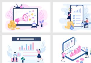 19 Sales Team with Financial Business Vector Illustration