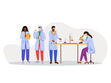 Scientists in lab coats flat vector illustration preview picture