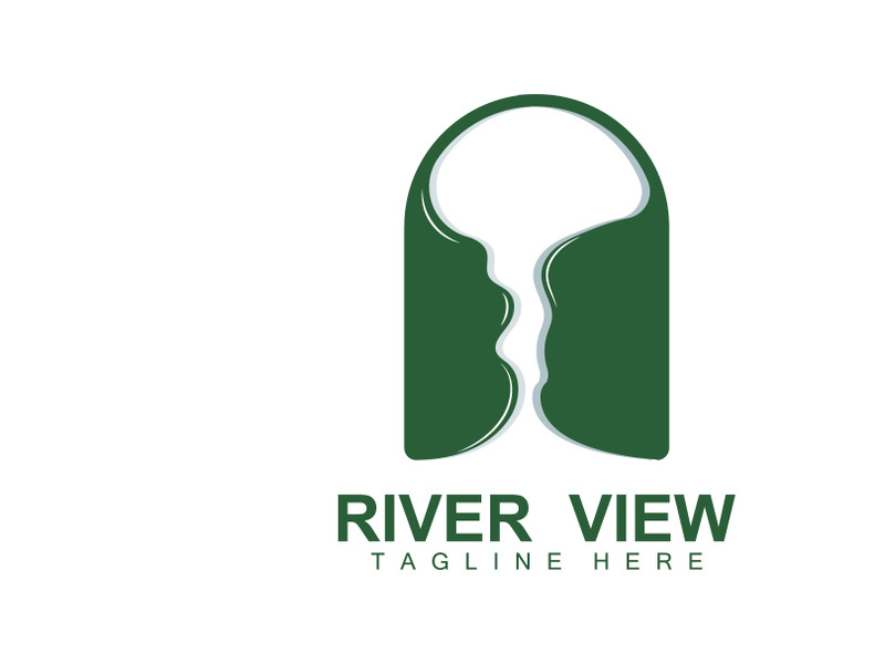 River Logo Design, River Creek Vector, Riverside Illustration With A Combination Of Mountains And Nature, Product Brand