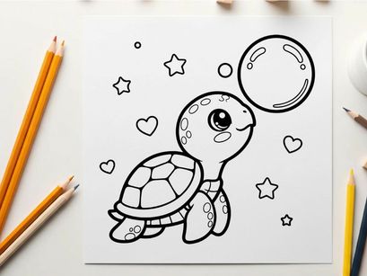 Cute turtle dreaming with moon stars vector illustration
