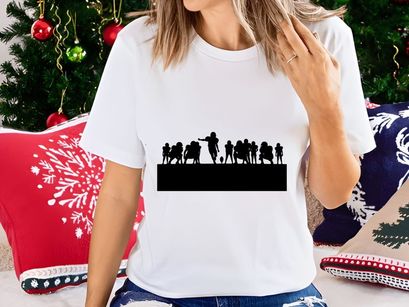 American football team in action silhouette illustration