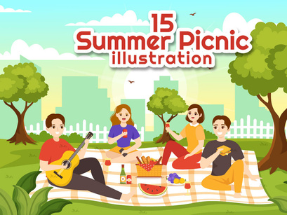 15 Summer Holiday Picnic Illustration