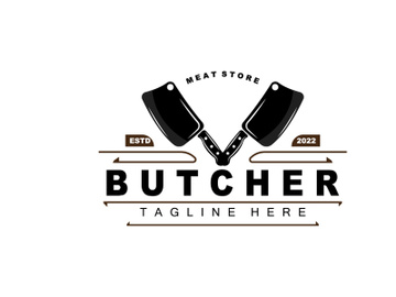 Butcher logo design, Knife Cutting Tool Vector Template, Product Brand Illustration preview picture