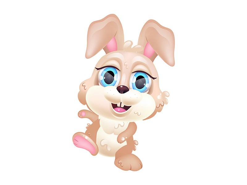 Cute Easter bunny kawaii cartoon vector character