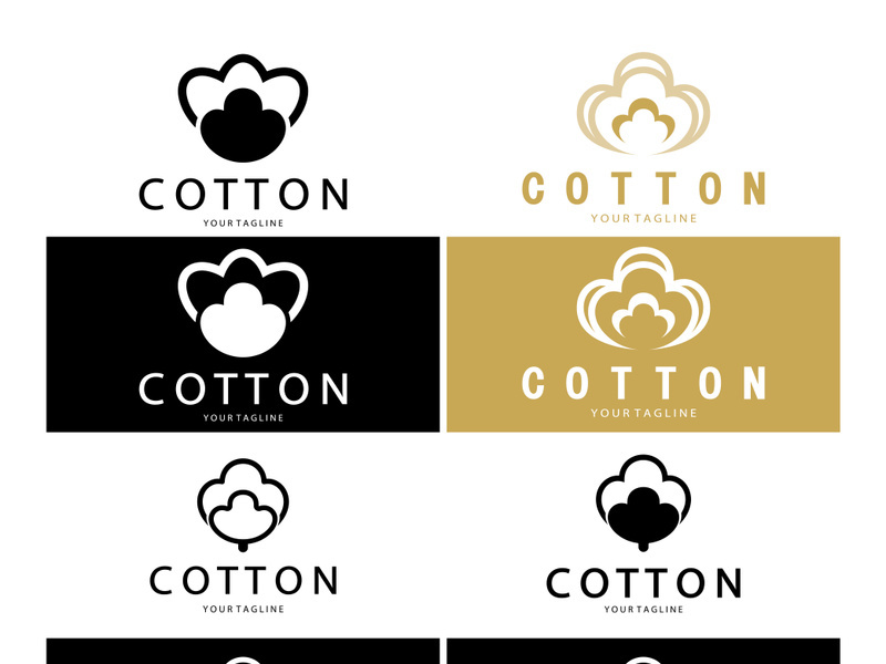 Soft natural organic cotton flower plant logo for cotton plantations, industries,business,textile,clothing and beauty,vector