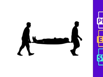 Two people carrying a stretcher with a person lying on it in a medical emergency situation preview picture