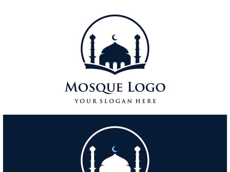Unique,modern and creative luxury mosque logo with monogram.Logo for islamic,ramadan,company.