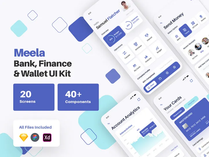Meela - Money Transfer, Bank, Finance and Wallet App UI Kit preview picture