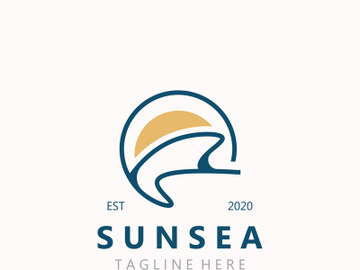 Sun sea Logo design creative premium sun beach logo icon vector template preview picture