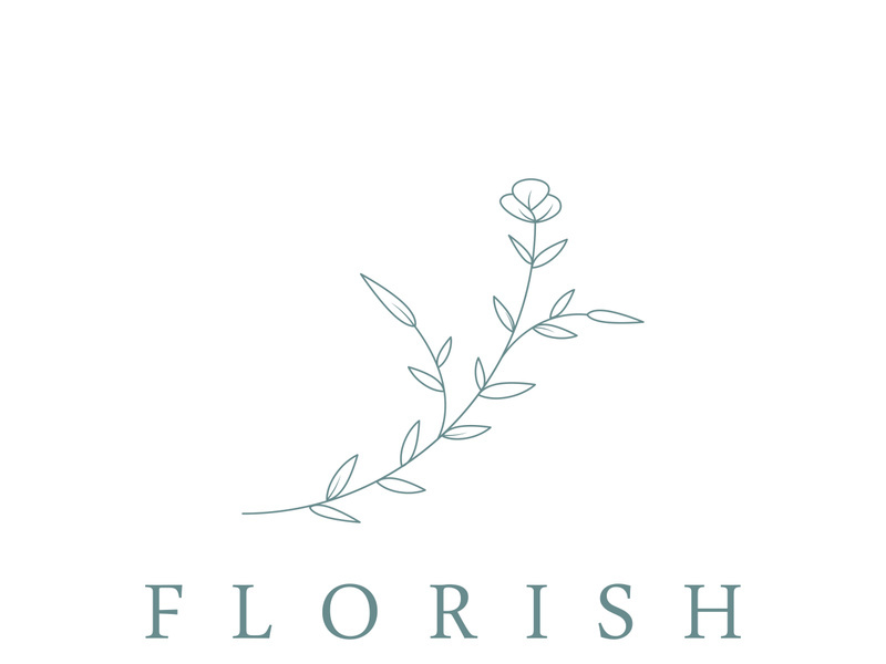Hand drawn natural organic botanical feminine delicate logo for florist, wedding, badge, photographer and beauty.