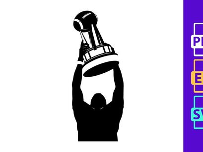 A person holding up a trophy in triumph and celebration