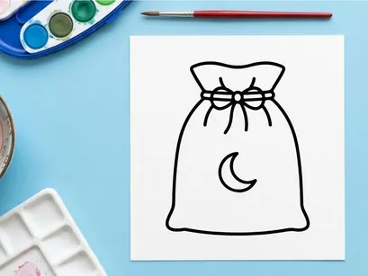 Bolsa de regalo con luna creciente para celebraciones islámicas y decoración de Ramadán. Favor de Eid Mubarak con elegante lazo para regalos festivos.