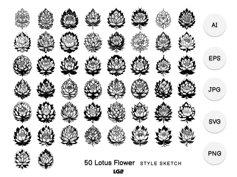 Lotus Flower Element Draw Black