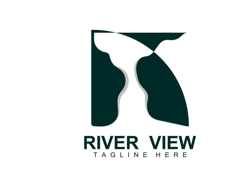 River Logo Design, River Creek Vector, Riverside Illustration With A Combination Of Mountains And Nature, Product Brand