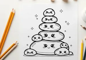 Cute cartoon clouds stack happy faces vector illustration