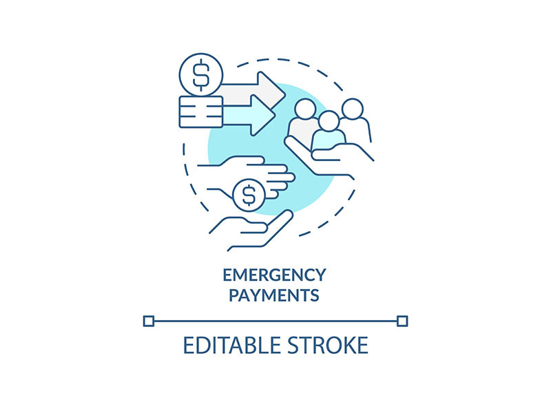 Emergency payments turquoise concept icon