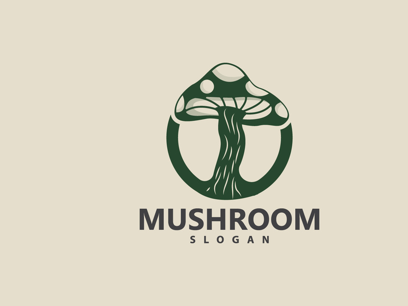 Mushroom Logo, Retro Minimalist Design