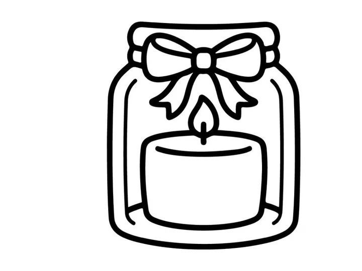 Candle in a glass jar icon. Decorative lantern illustration with a bow.