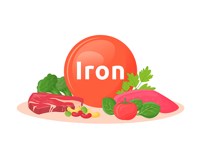 Products containing iron cartoon vector illustration