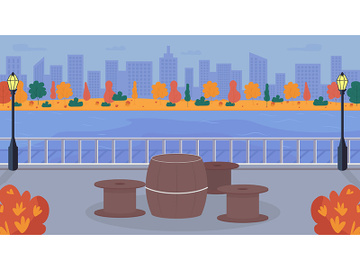 Urban picnic area flat color vector illustration preview picture